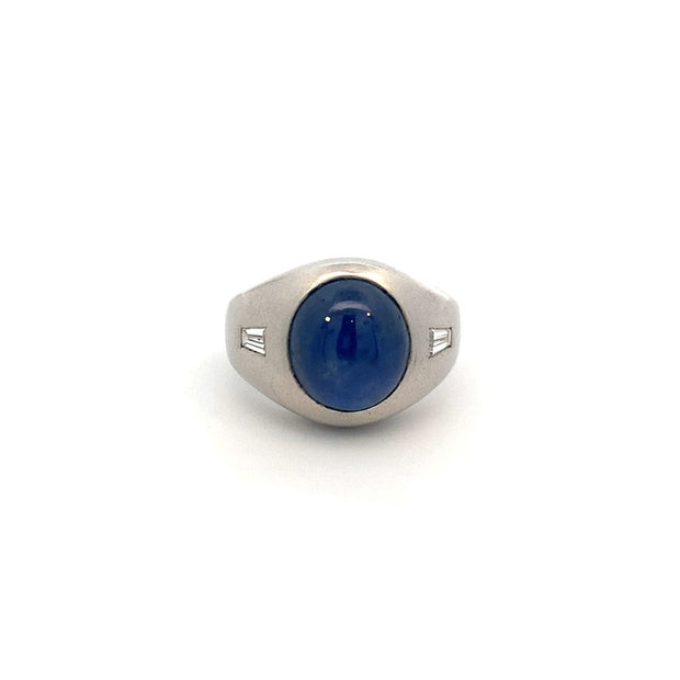 Ceylon Star Sapphire and Diamond Ring in Platinum