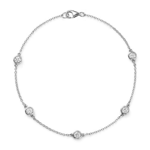 Diamond by the Yard Style Bracelet in 14 kt White Gold