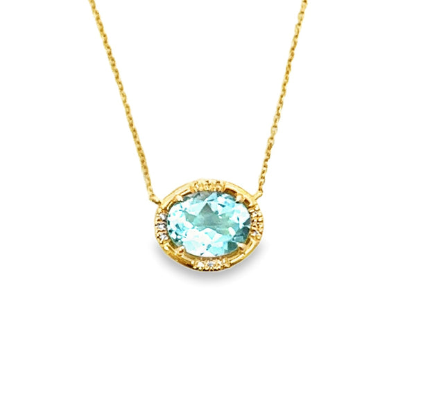Topaz and Diamond Pendant in 14 kt Yellow Gold