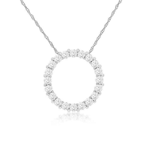 Diamond Circle Pendant in 14 kt White Gold