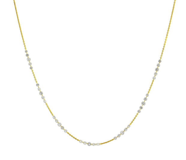 Diamond Station Necklace in 18kt Yellow Gold