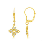 Diamond Quatrefoil Earrings in 18 kt Yellow Gold