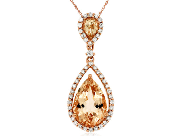 Morganite and Diamond Pendant in 14 kt Rose Gold
