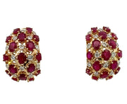 Ruby and Diamond Earrings in 14 kt Yellow Gold