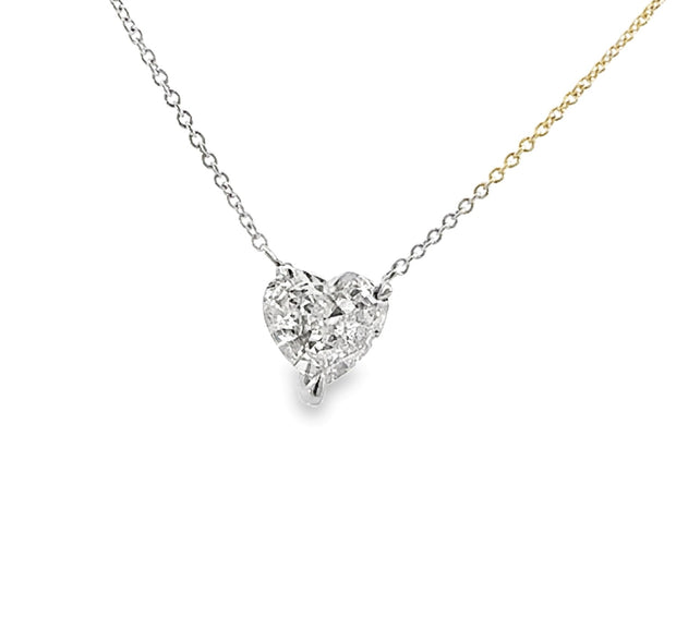 Heart Shaped Diamond Pendnant in 14 kt White Gold