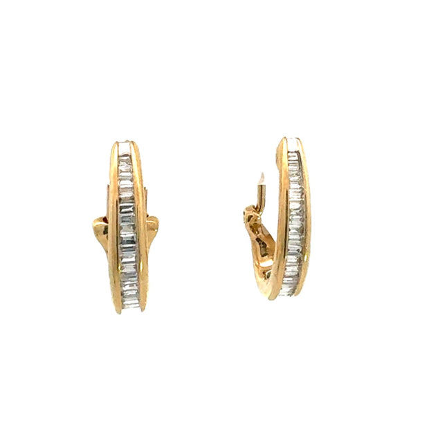 Vintage Diamond Hoop Earrings in 14 kt Yellow Gold