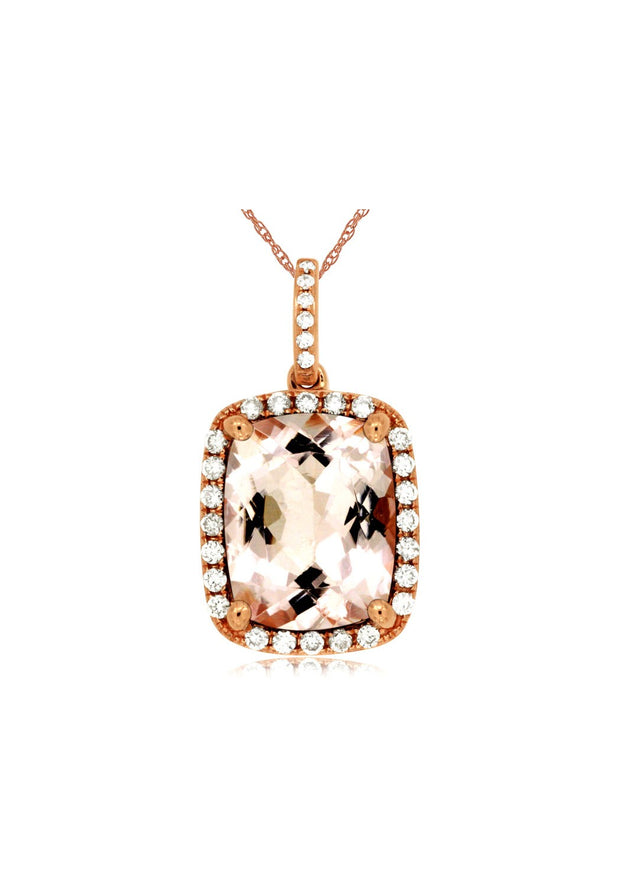 Morganite Pendant with Diamonds in 14 kt Rose Gold