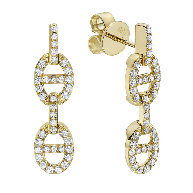 Diamond Drop Earrings in 14 kt Yellow Gold