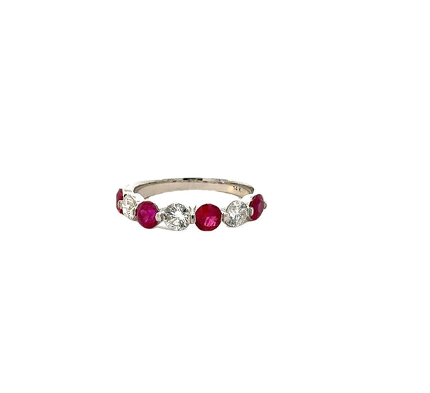 Ruby and Diamond Band in 14 kt White Gold