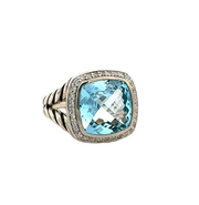 Vintaage Blue Topaz and Diamond Ring by David Yurman in Sterling