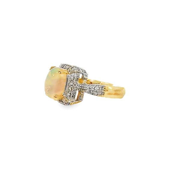 Opal and Diamond Ring in 14 kt Yellow and White Gold