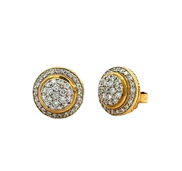 ?Vintage David Yurman Pave Diamond Earrings in 18 kt Yellow Gold