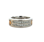 Men's Double Row Diamond Ring in 14 kt White and Yellow Gold