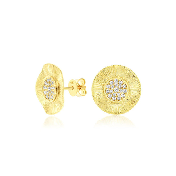 Diamond Disc Earrings in 14 kt Yellow Gold