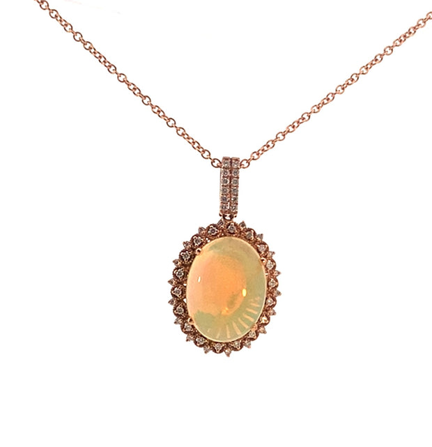 Opal and Diamond Necklace in 14 kt Rose Gold