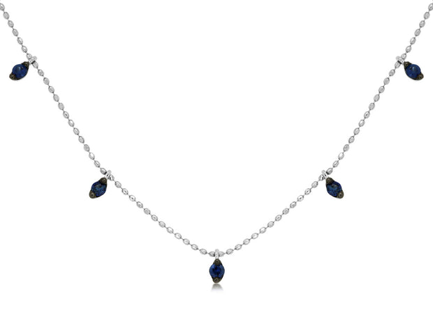 Sapphire Drop Necklace in 14 kt White Gold