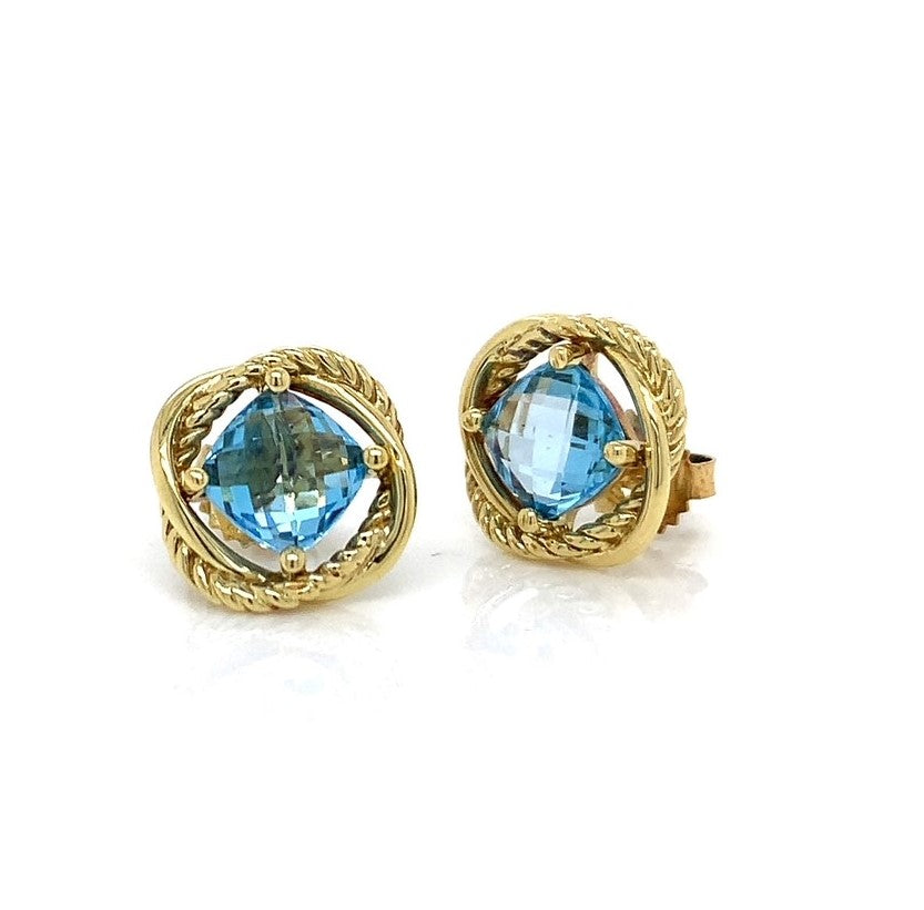 Annoushka 14kt yellow-gold Knuckle topaz hoop earrings - Blue