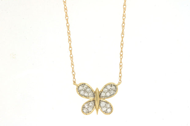 Diamond Butterfly Pendant in 14 kt Yellow Gold