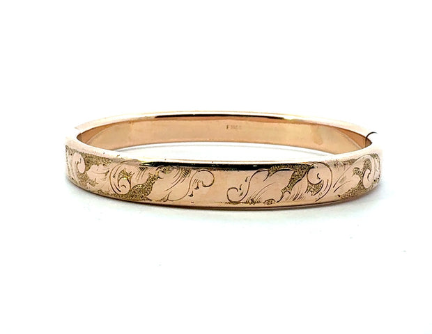 Vintage Gold Filled Bangle Bracelet with Scroll Design