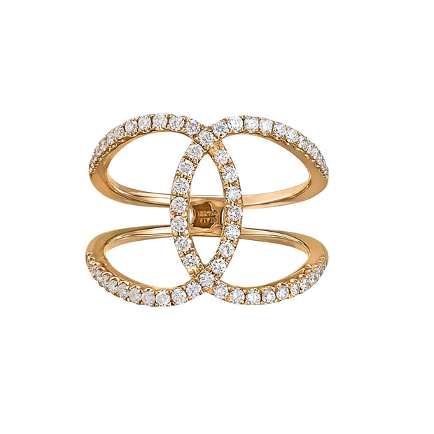 Diamond Double C Ring in 18 kt yellow gold