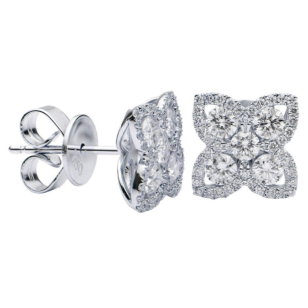 Diamond Floral Style Earrings in 18 kt White Gold