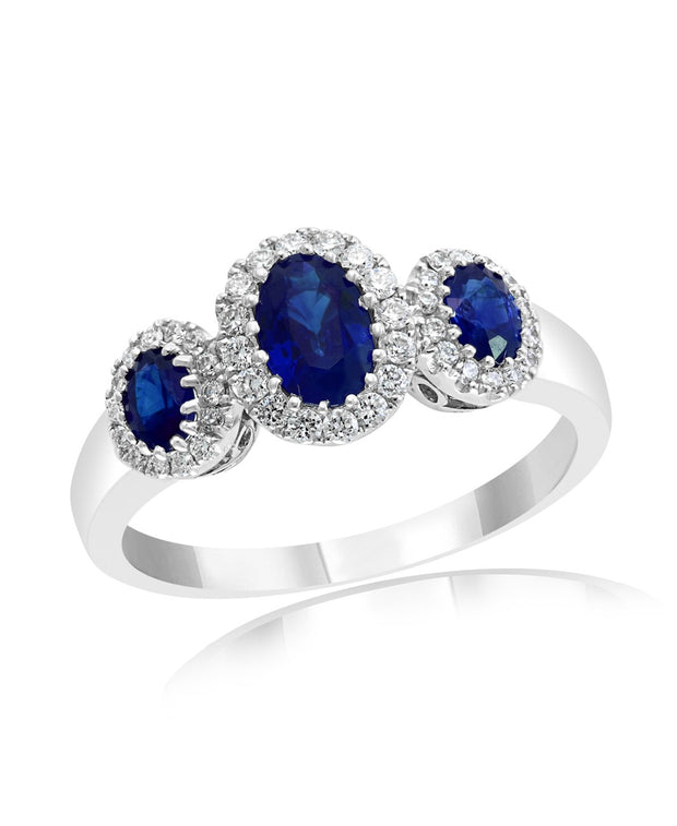 Sapphire and Diamond Ring in 18 kt White Gold