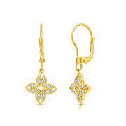 Diamond Quatrefoil Earrings in 18 kt Yellow Gold