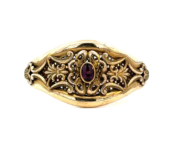Antique Gold Filled Bangle with Amethyst
