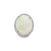 Opal and Diamond Ring in 14 kt White Gold