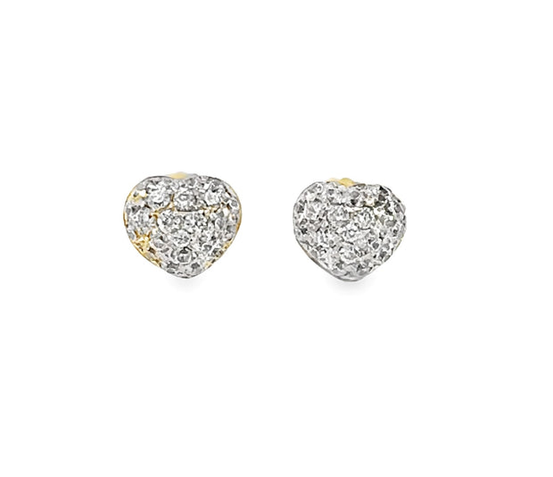 Pave Diamond Heart Earrings in 18 kt Yellow Gold