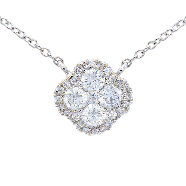 Diamond Quatrefoil Style Pendant in 14 kt White Gold
