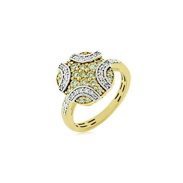 Yellow and White Diamond Ring in 14 kt Yellow Gold