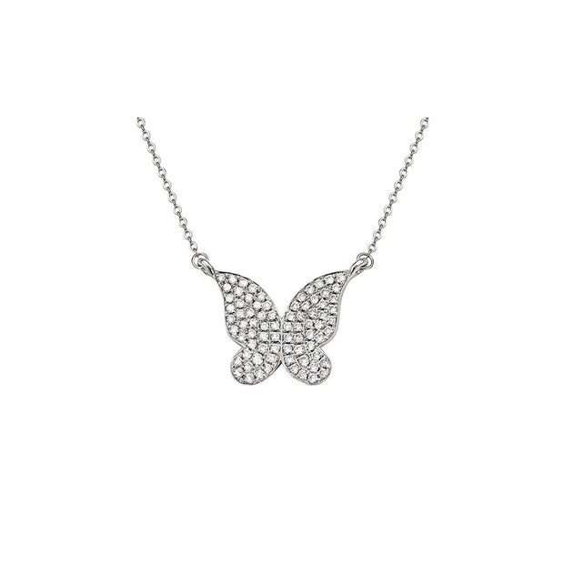 Diamond Butterfly Pendant in 14 kt White Gold