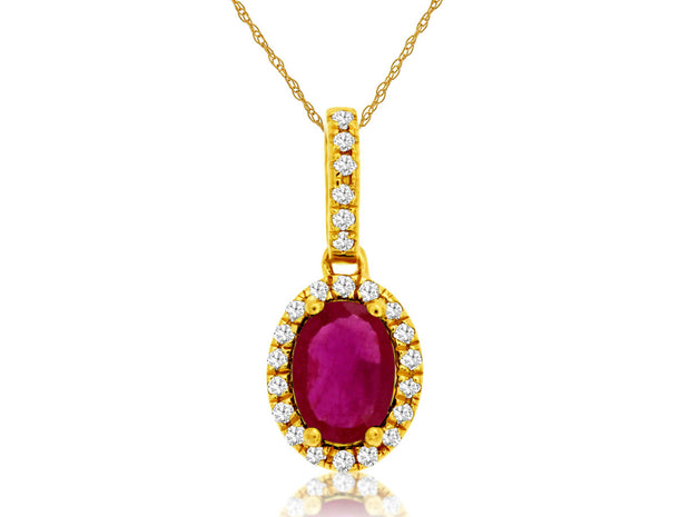 Ruby and Diamond Pendant in 14 kt Yellow Gold