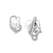 South Sea Pearl and Diamond Earrings in 18 kt White Gold