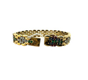 Vintage Diamond, Emerald, Sapphire and Ruby Bracelet in 18 kt Yellow Gold