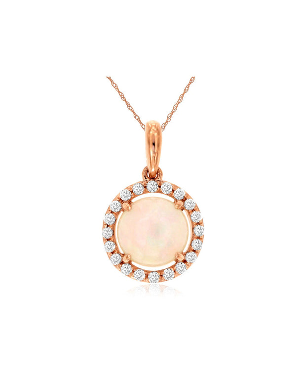 Opal and Diamond Pendant in 14 kt Rose Gold