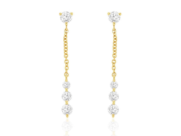 Diamond Drop Earrings in 14 kt Yellow Gold