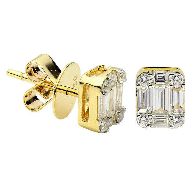 Diamond Stud Earrings in 18 kt Yellow Gold