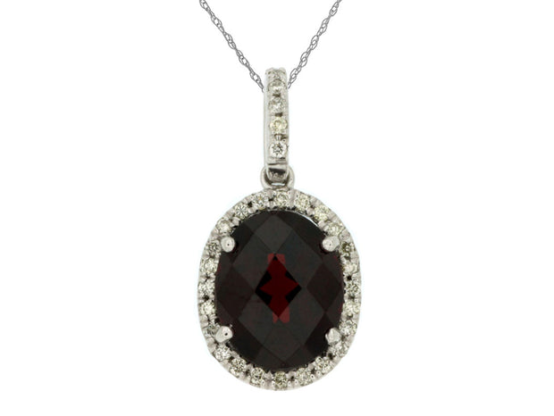 Garnet and Diamond Necklace in 14 kt white gold