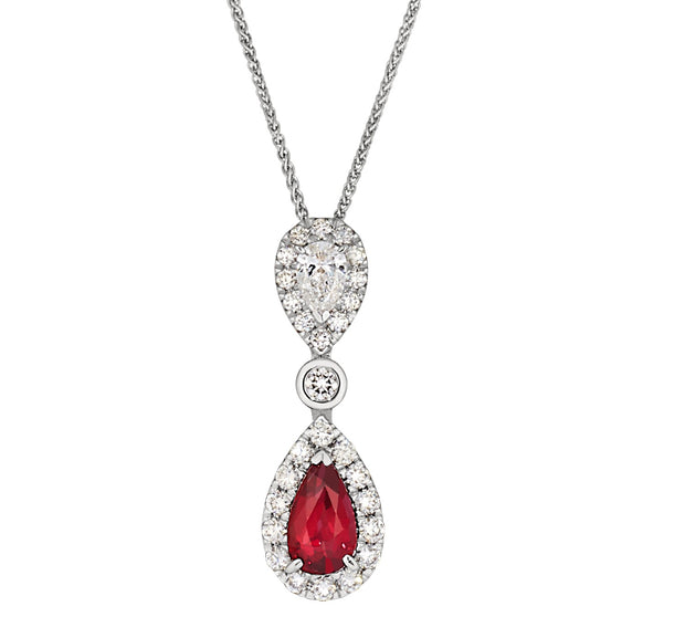 Ruby and Diamond Pendant in 18 kt White Gold