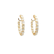 Diamond Oval Hoop Earrings in 18 kt Yellow Gold