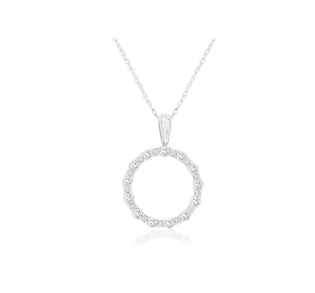 Diamond Circle Pendant in 14 kt White Gold