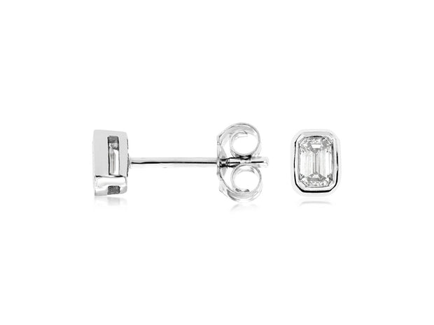 Bezel Set Diamond Stud Earrings in 14 kt White Gold