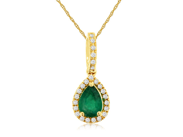 Emerald and Diamond Pendant in 14 kt Yellow Gold
