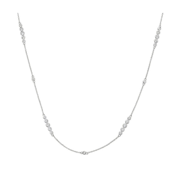 Diamond Station Necklace in 14 kt White Gold