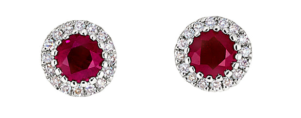 Ruby and Diamond Earrings in 14 kt White Gold