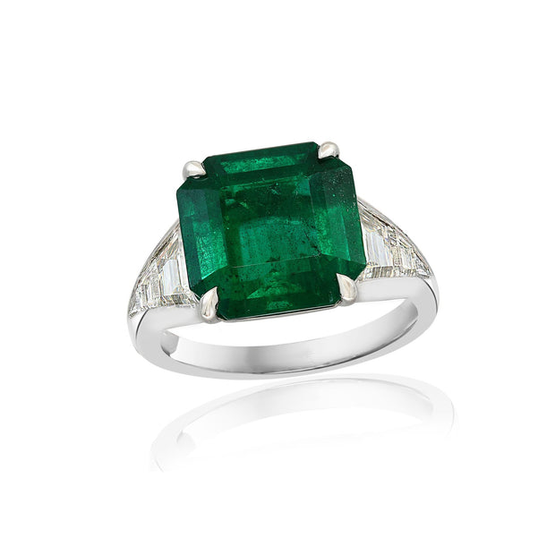 Emerald and Diamond Ring in Platinum