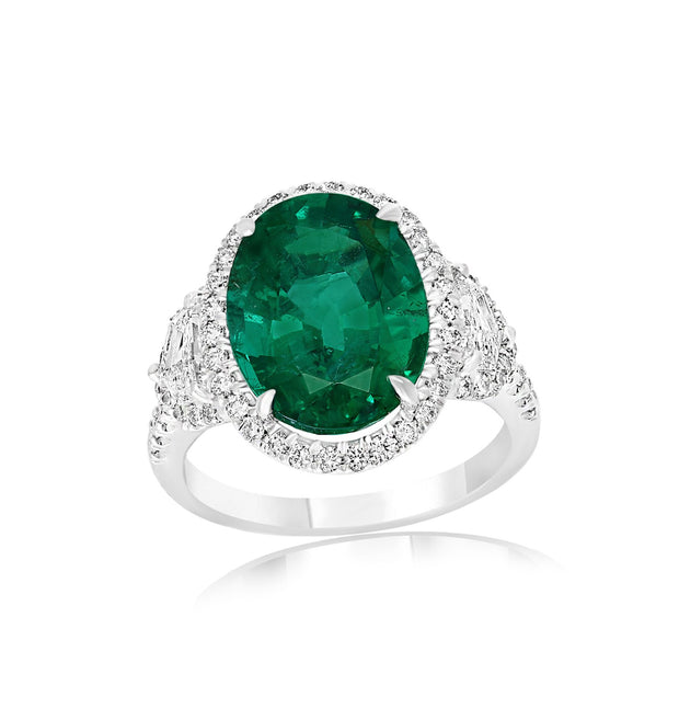 Emerald and Diamond Ring in Platinum