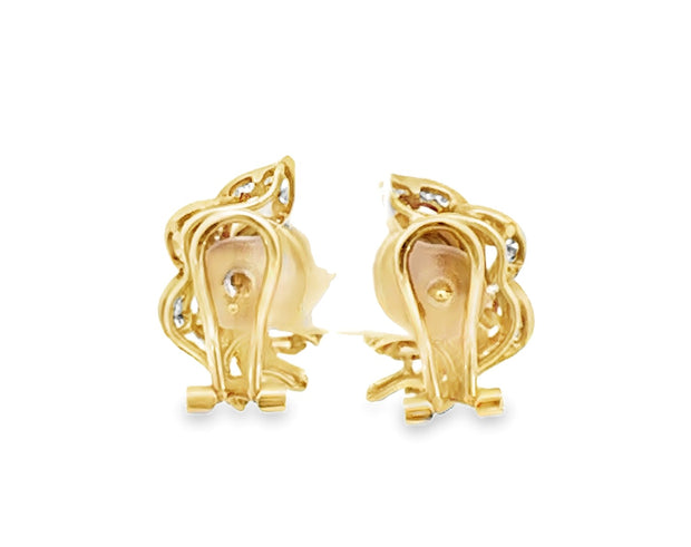 11.5-14.0 mm South Sea Pearl and Diamond Earrings in 14 kt Yellow Gold